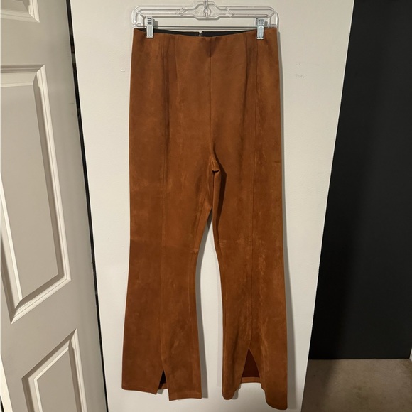 Free People Front Slit Faux Suede Pants - Picture 1 of 3